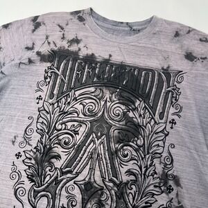 Affliction Y2K‎ T-Shirt Embroidered Seams Large Logo Print Size XL Purple
